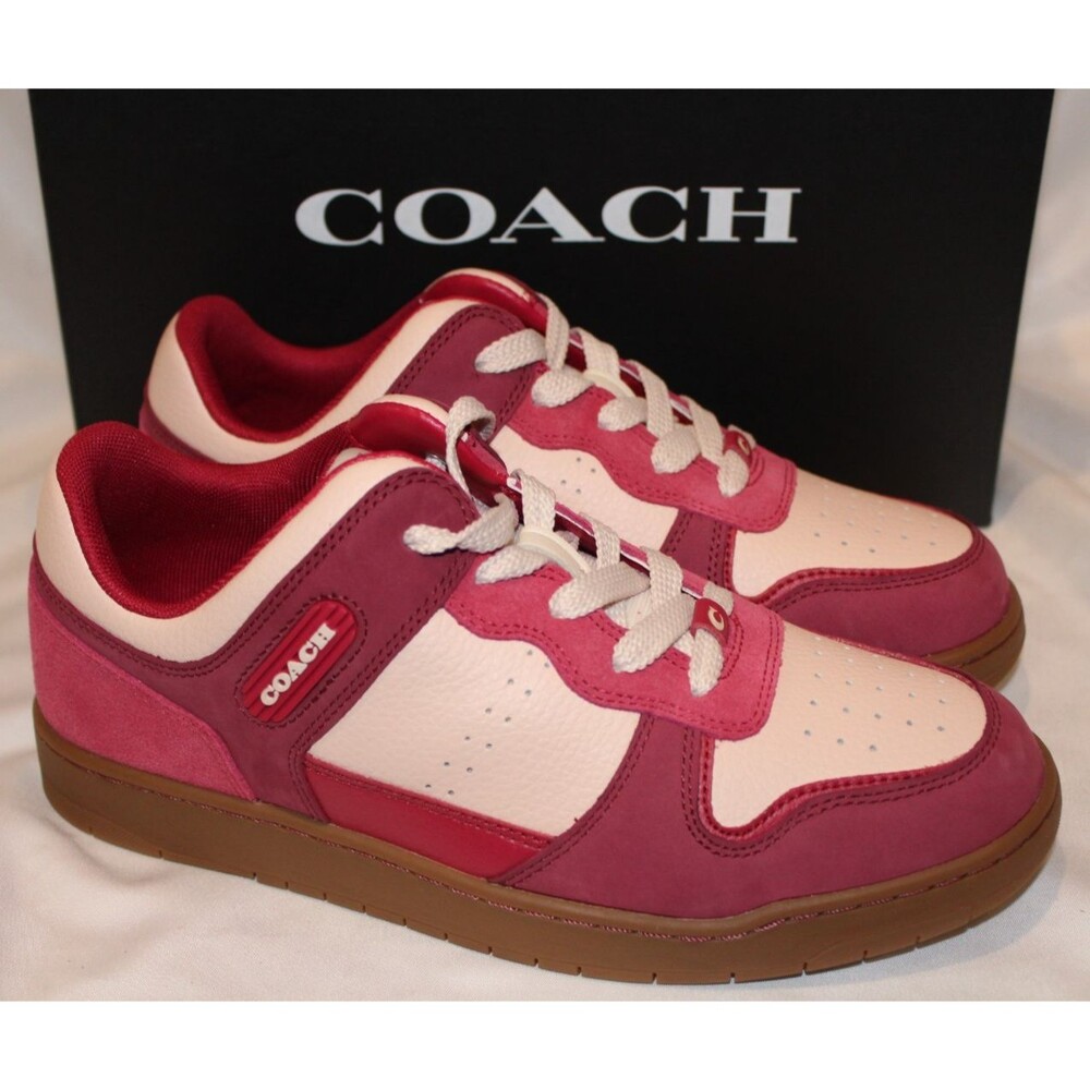 Coach C201 Suede Leather Low Top Sneakers SZ‎ 9 NIB PINK - Picture 2 of 8